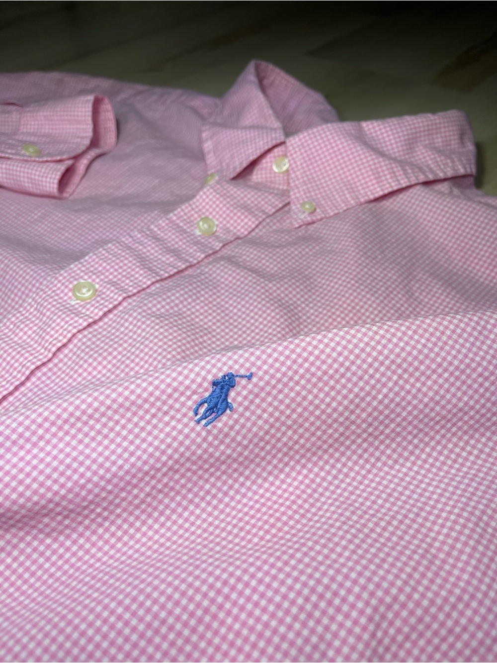 Polo Ralph Lauren Button Down XLT Pink Gingham Check L/S Classic Blue Pony